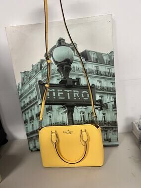 Kate Spade WKR00438 Small Dome Satchel, Daybreak Yellow Leather Crossbody Bag